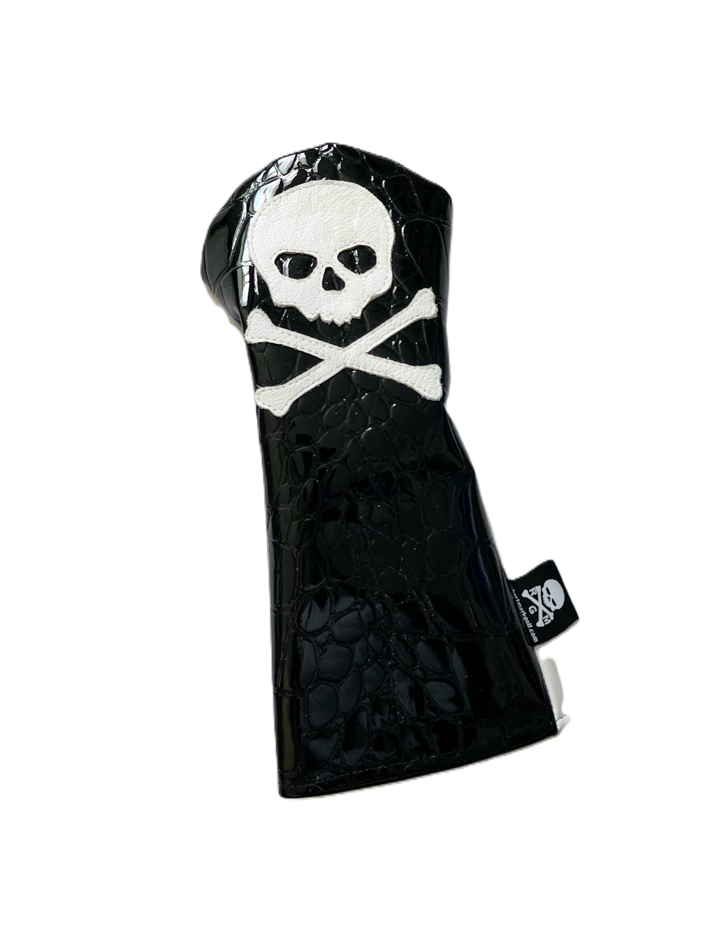 One-Of-A-Kind! Black Alligator Embossed Skull & Bones Driver headcover! - Robert Mark Golf