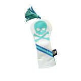 NEW! The RMG Retro Tassel, Black w/ Tiff Blue Skull & Bones Fairway Wood Headcover